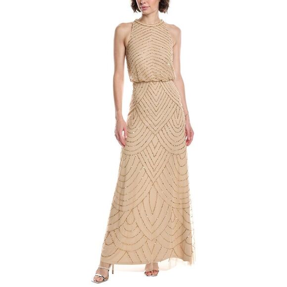 Adrianna Papell Womens  Gown, Gold - Picture 1 of 3
